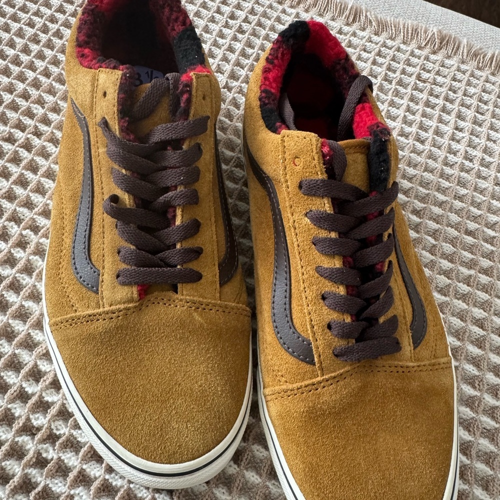 Vans Tan and Brown Suede Sneakers Casual Skate Style
